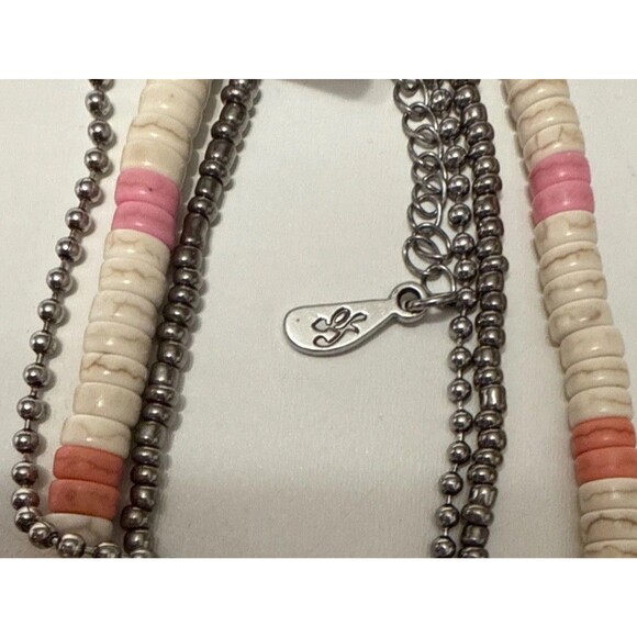 Free People Necklace Layered Charm Silver Beaded NWT - Picture 5 of 5